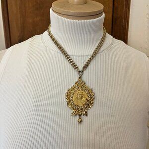 Rare Signed Nettie Rosenstein Theatrical Muse Necklace and Medallion